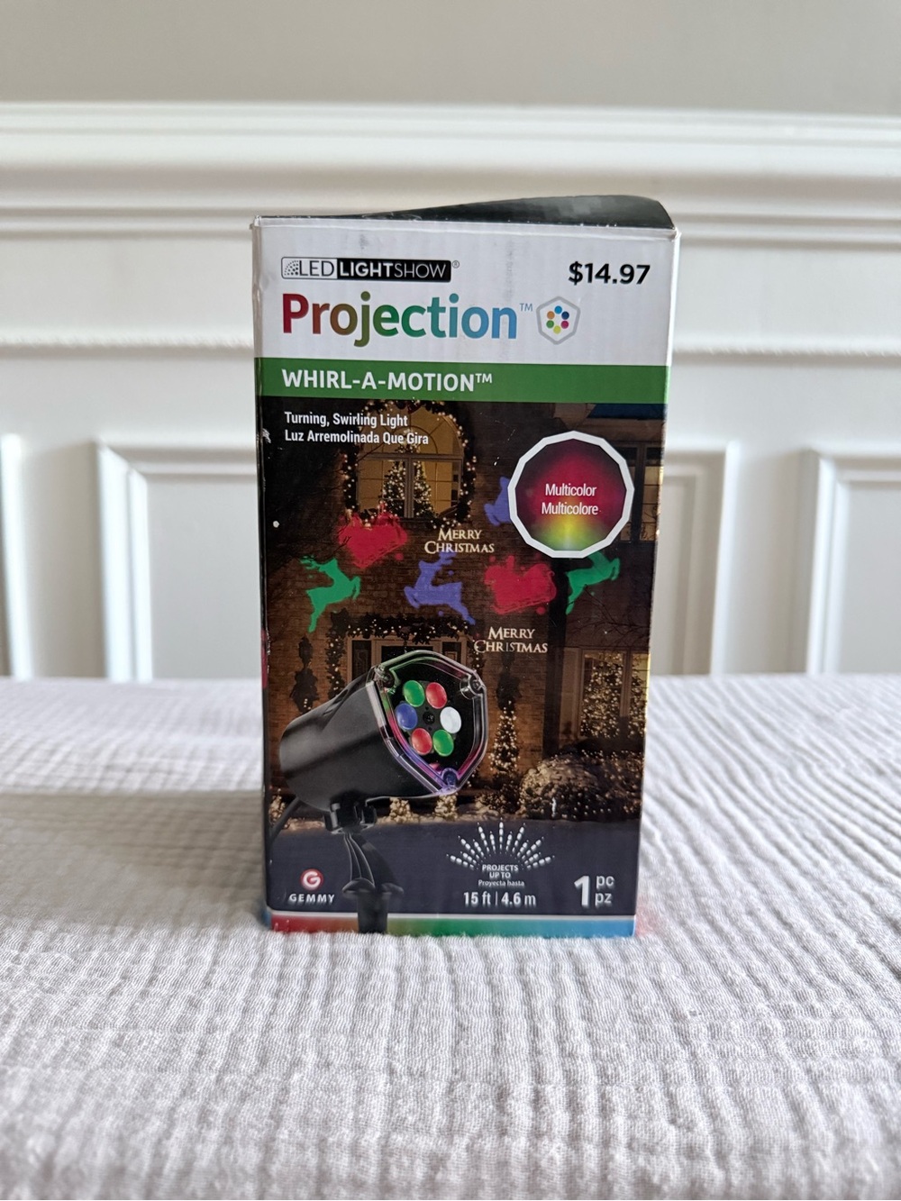 Gemmy LED Lightshow Whirl-A-Motion Merry Christmas Projector Light, Open Box